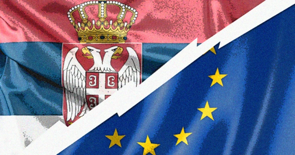 Флаги Сербии и Европейского союза. Иллюстрация: oslobodjenje.ba