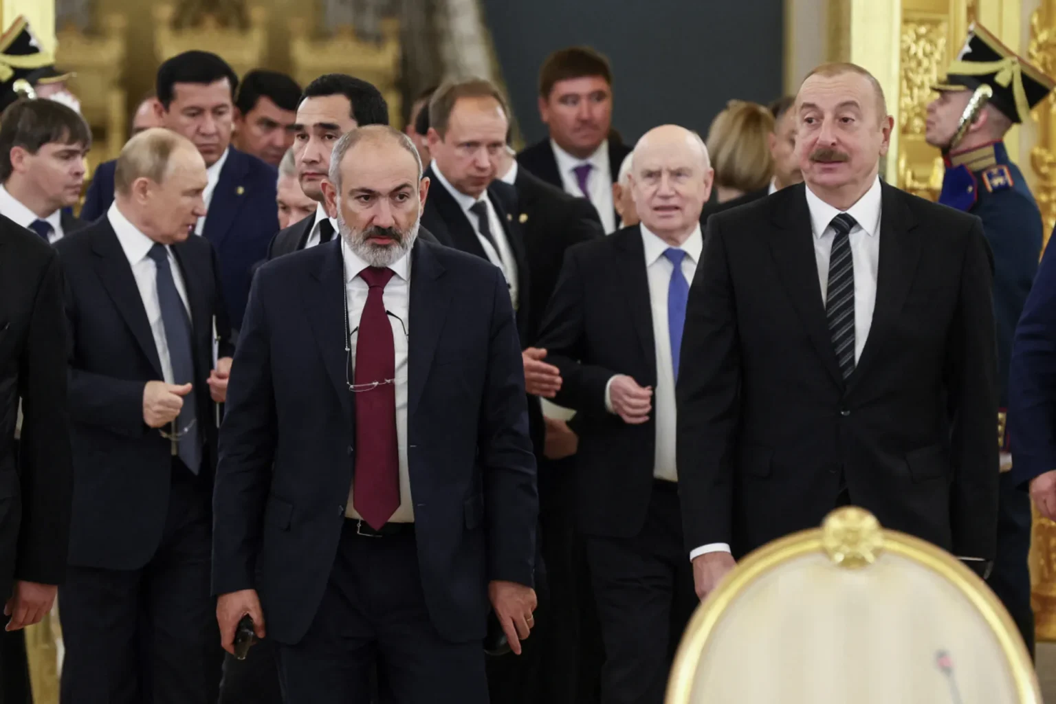 Путин, Пашинян и Алиев на саммите СНГ в Москве, октябрь 2024 года