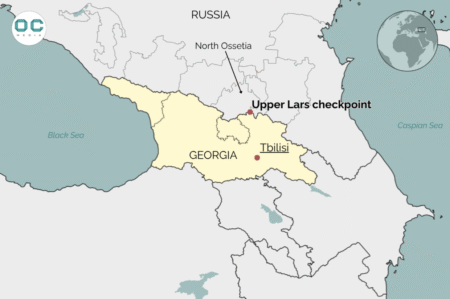 Карта расположения пограничного пункта Верхний Ларс между Грузией и Россией