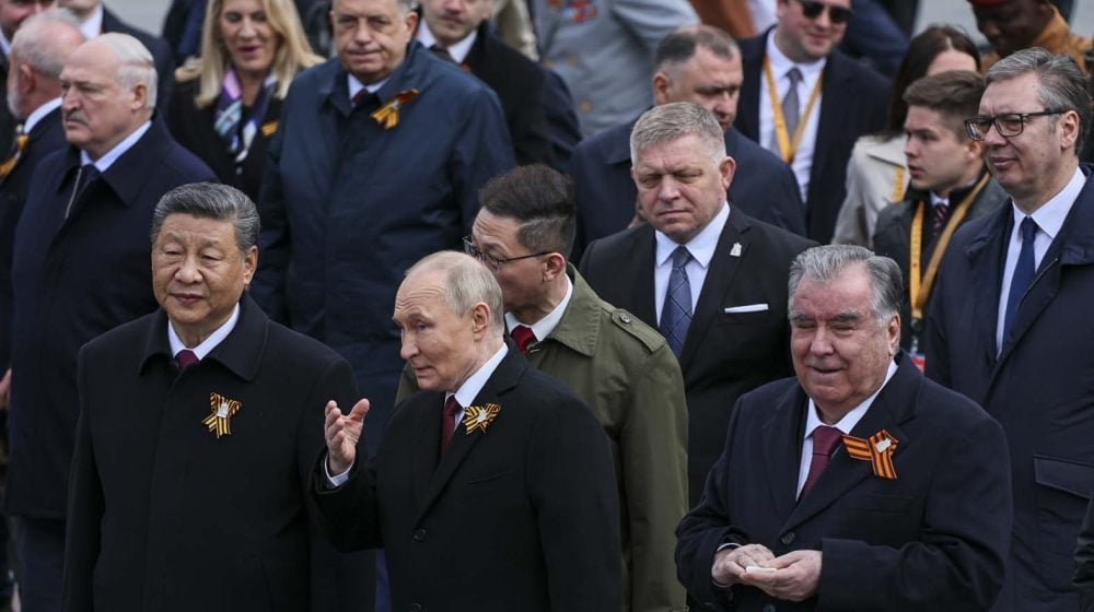 Лидеры России, Китая и Сербии на параде в Москве, май 2025