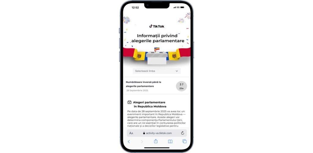 TikTok — информация о парламентских выборах в Молдове, 28 сентября 2025