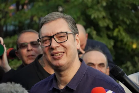 Президент Сербии Александр Вучич, август 2025