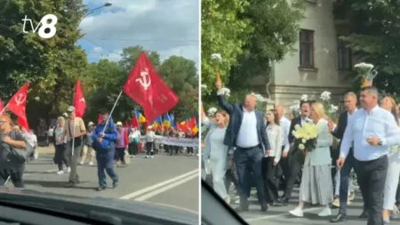 Марш с флагами и цветами в Кишинёве, организованный Ириной Влах, август 2025