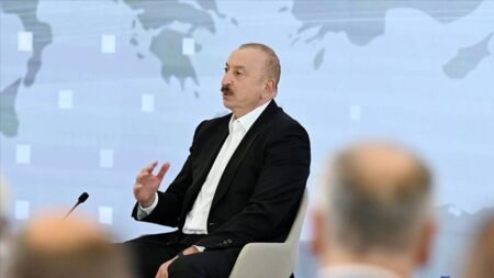 Президент Азербайджана Ильхам Алиев на публичном мероприятии, август 2025