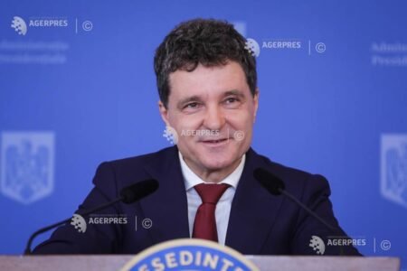 Президент Румынии Никушор Дан на пресс-конференции 15 сентября 2025 года