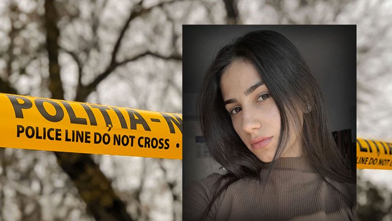 Портрет молодой девушки на фоне ленты полиции с надписью "POLIȚIA - DO NOT CROSS"