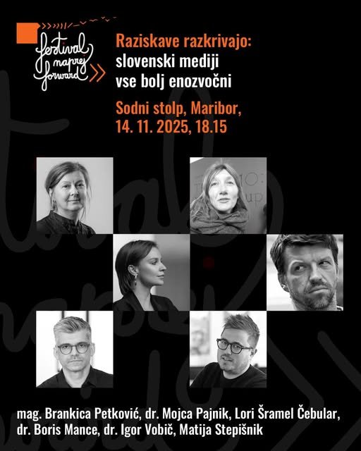 Исследование медиасистемы Словении выявило высокую гомогенизацию новостного контента при видимом плюрализме СМИ Афиша дискуссии о сужении медиаплюрализма в Словении на фестивале Naprej/Forward 2025 в Мариборе