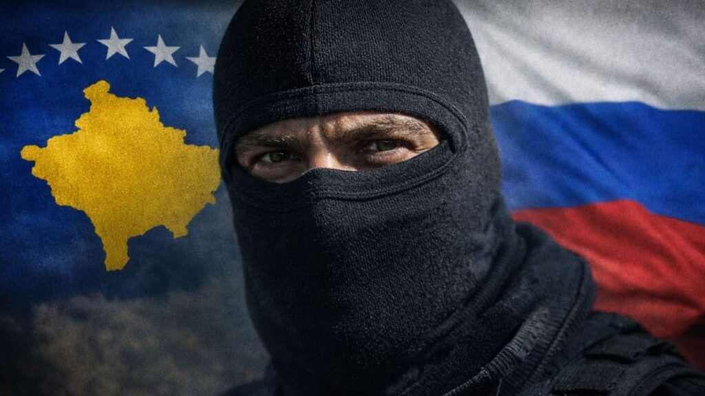 ИИ и российская пропаганда в Косово - иллюстрация с флагами России и Косово