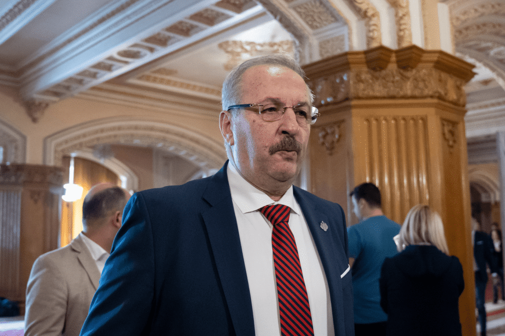 Василе Дынку, экс-министр обороны Румынии, в интерьере парламента