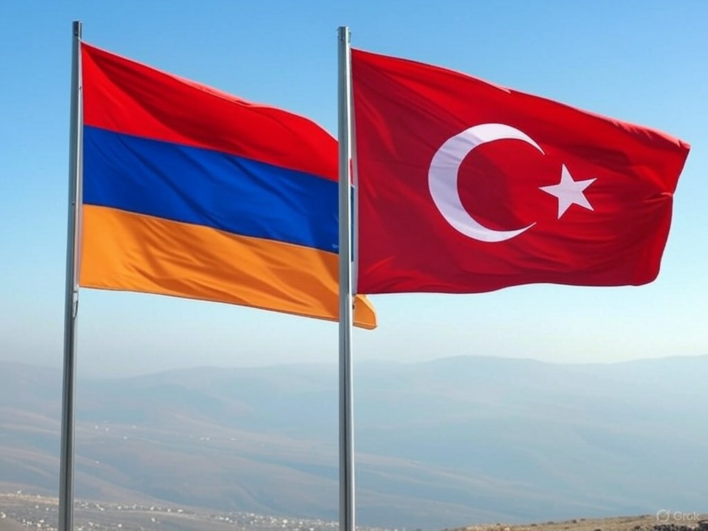 Флаги Армении и Турции — открытие границы в марте 2026