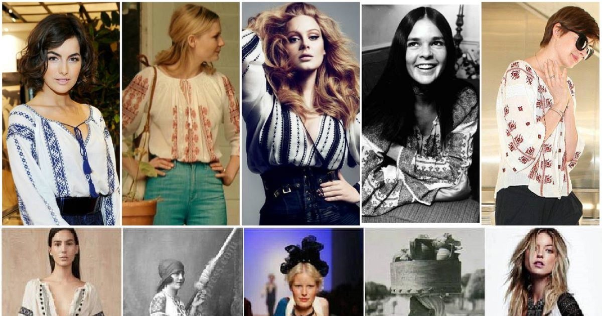 Коллаж: знаменитости и модели в румынской вышиванке (ia) — от Матисса до подиумов мировой моды. Фото: Adevărul