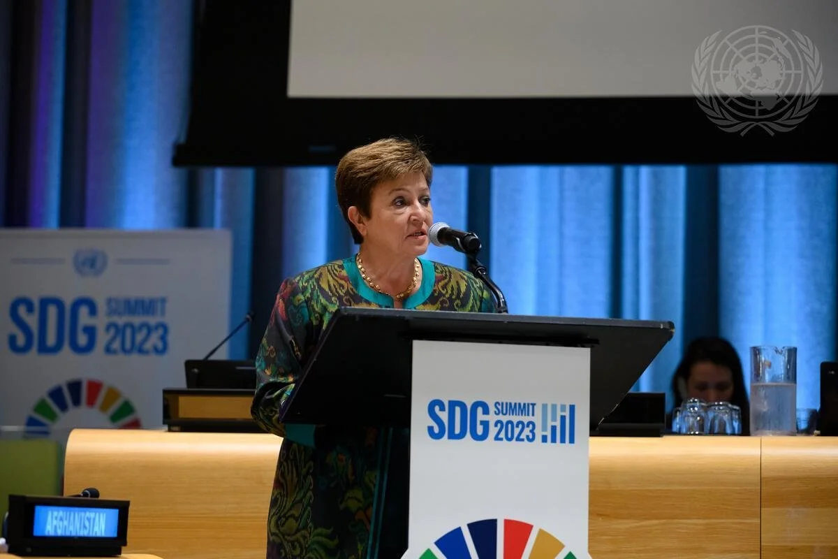 Кристалина Георгиева выступает на Саммите по целям устойчивого развития в штаб-квартире ООН. Кристалина Георгиева, глава МВФ. Фото: ООН