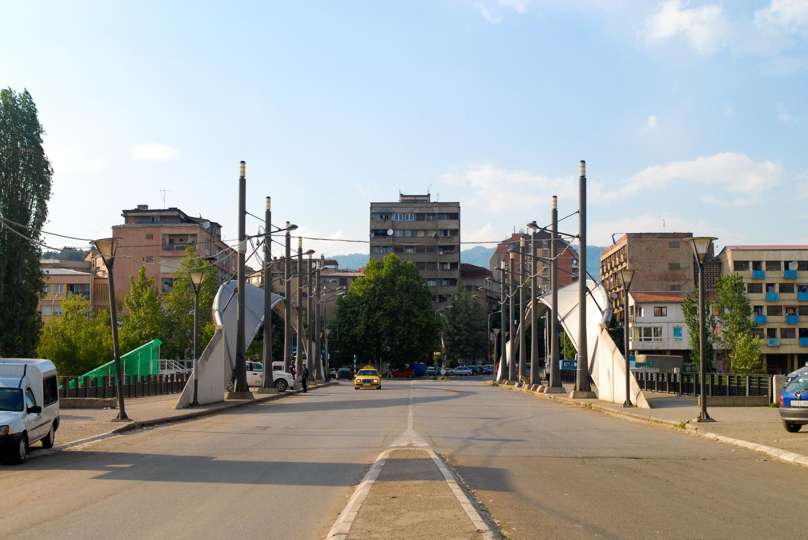 Mitrovica bridge in Kosovo - symbolic location for Serbia-Kosovo relations