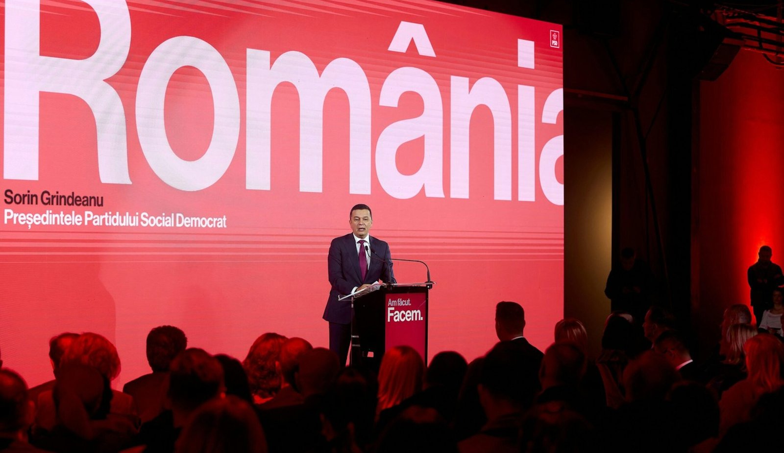 Сорин Гриндяну, председатель Социал-демократической партии Румынии, на партийном мероприятии. Фото: AGERPRES