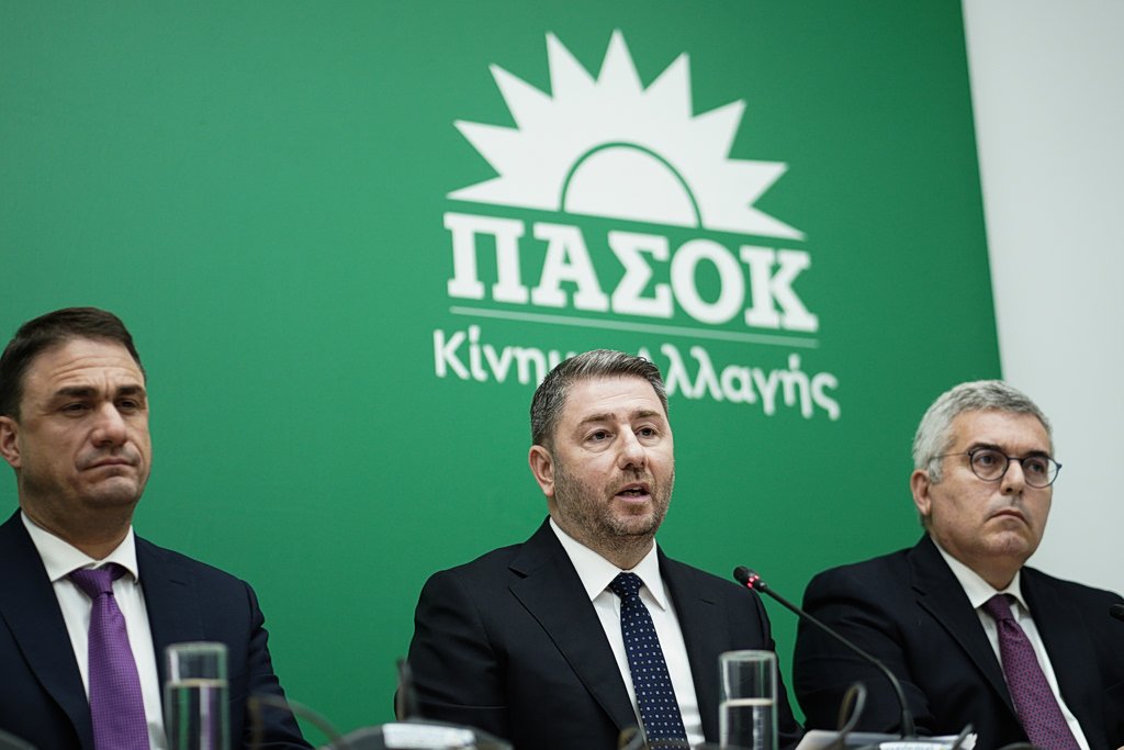Nikos Androulakis, PASOK leader, at press conference