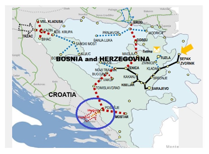 Карта газопроводов Боснии и Герцеговины