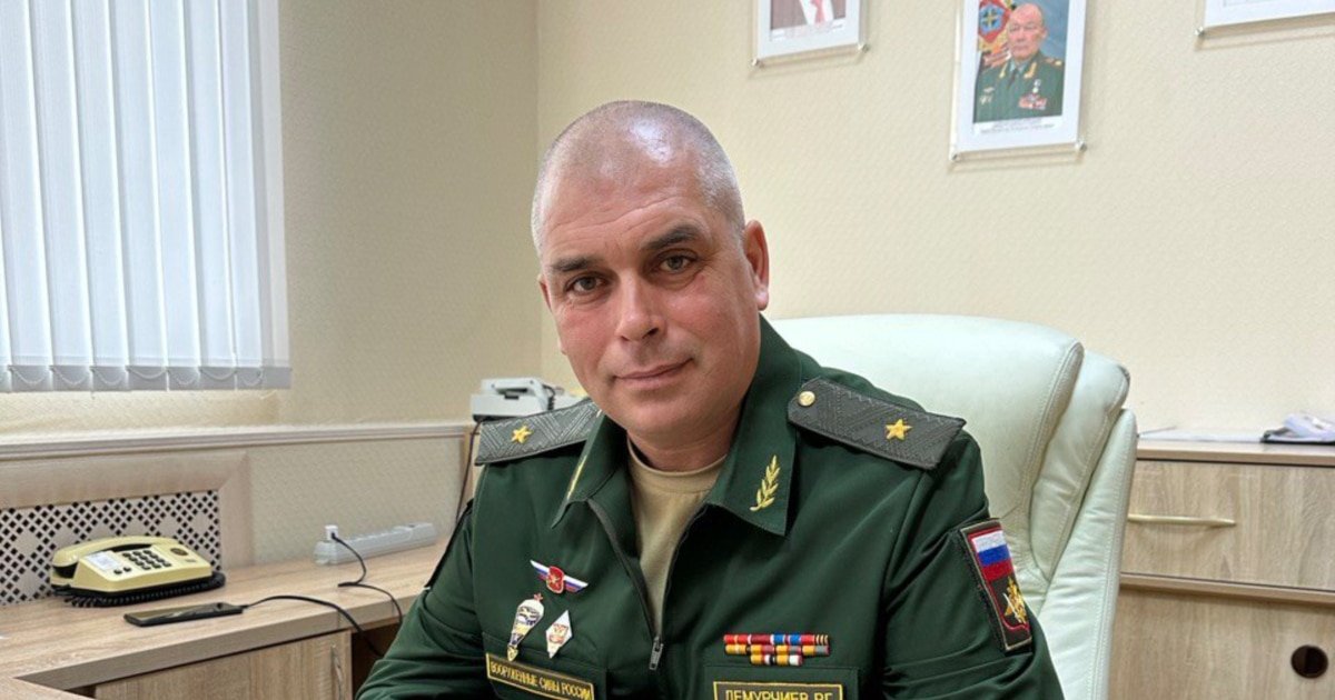 Russian general Demurchiev in military uniform at his desk