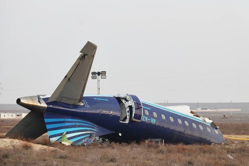 Crashed Azerbaijan Airlines aircraft wreckage