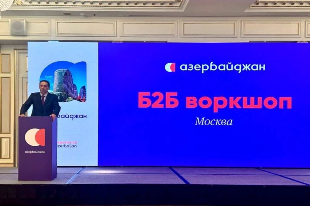 Представитель Бюро туризма Азербайджана выступает на Б2Б воркшопе в Москве, посвящённом продвижению туристического потенциала страны