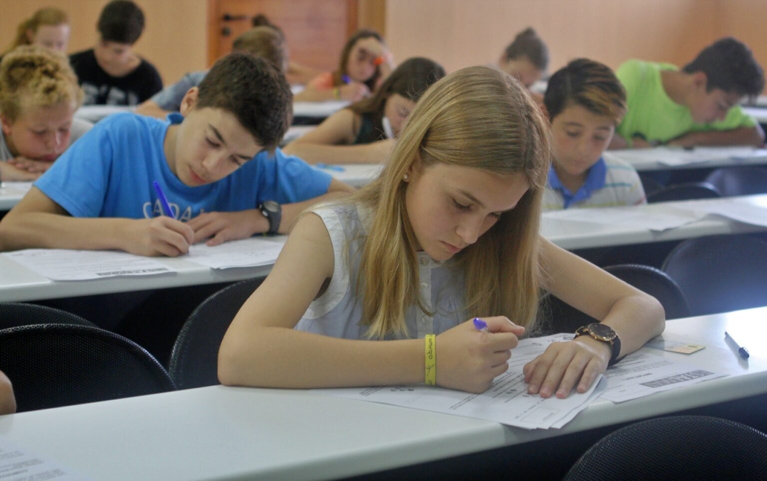 Экзаменационный сезон в Румынии: бойкот и освобождения Школьники сосредоточенно заполняют экзаменационные бланки в аудитории во время письменного испытания
