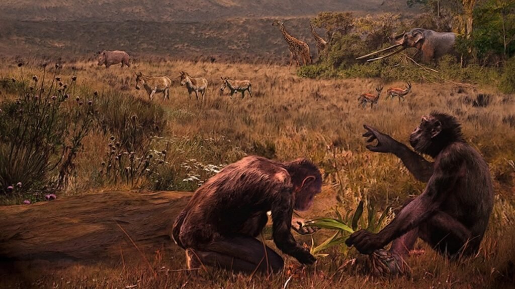 Древний примат из Болгарии: первые шаги на двух ногах? Художественная реконструкция среды обитания Graecopithecus freybergi — древние приматы в саванне на территории Балкан около 7,2 млн лет назад