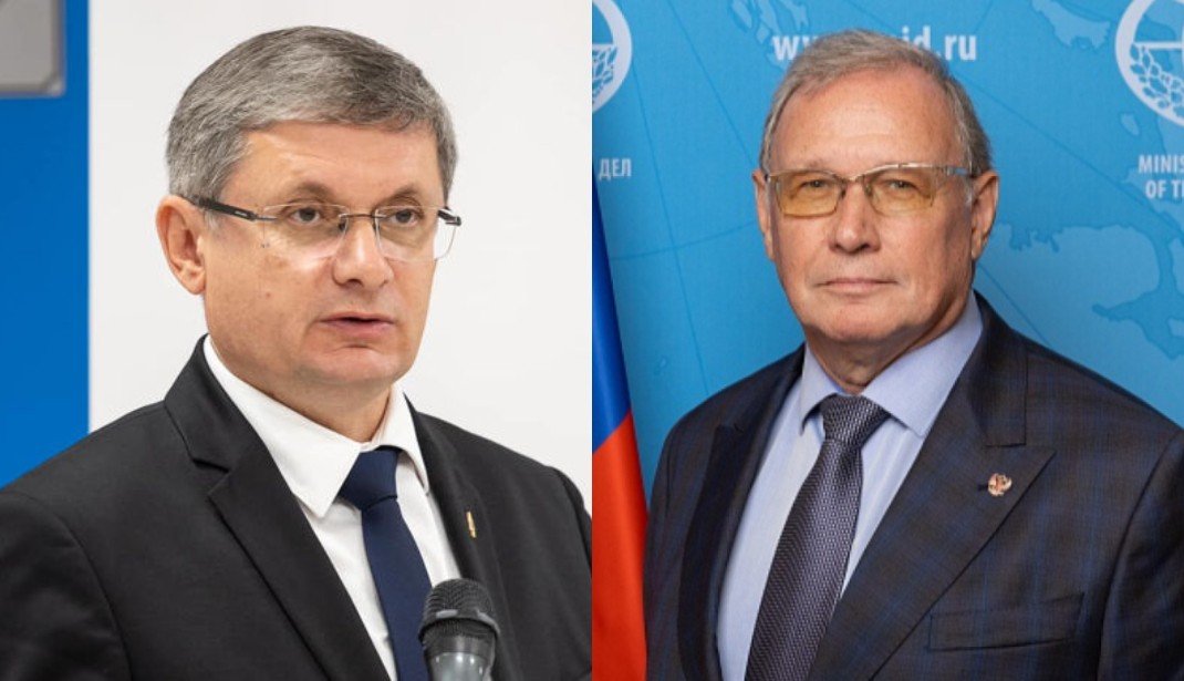 Спикер парламента Молдовы Игорь Гросу (слева) и посол России в Кишинёве Олег Озеров (справа)