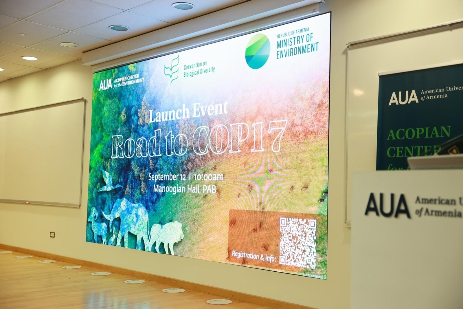 Стенд инициативы Road to COP17 в Американском университете Армении