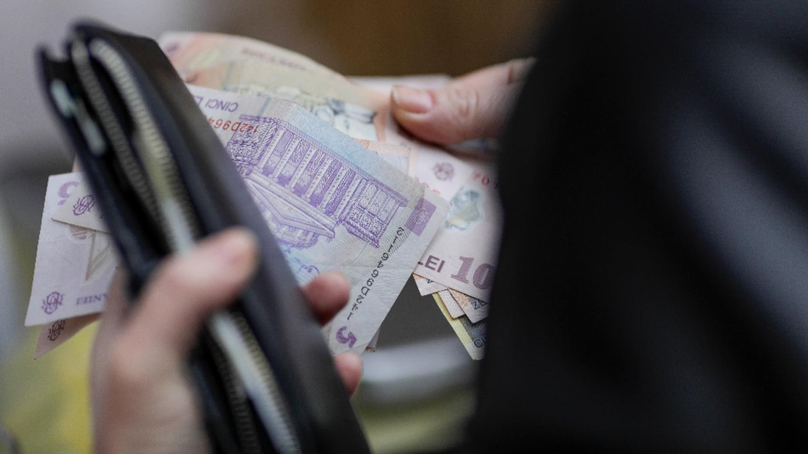 Румынские банкноты лей в кошельке — на фоне заморозки зарплат и пенсий в Румынии реальные доходы населения снижаются
