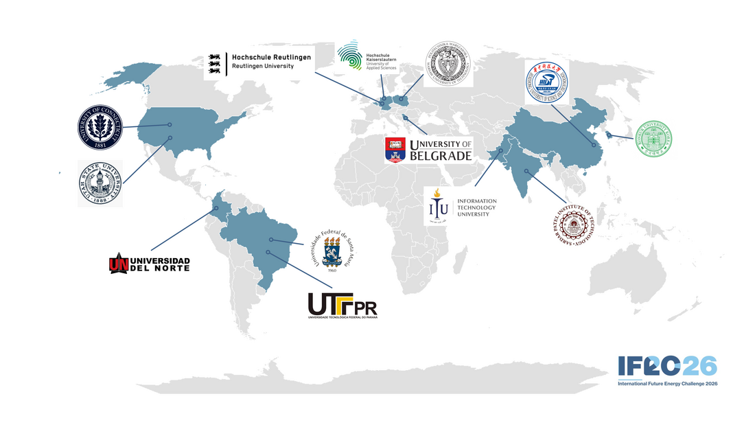 Карта университетов-участников полуфинала международного конкурса IEEE IFEC 2026 из разных стран мира