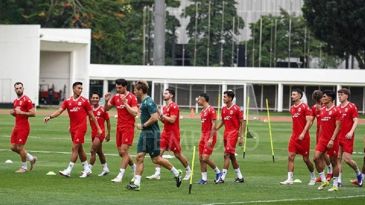 Сборная Индонезии по футболу на тренировке перед финалом турнира FIFA Series 2026 против Болгарии