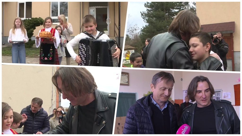 Желько Митрович во время визита в школу в Марковице: встреча с учениками, объятия с детьми и интервью с директором