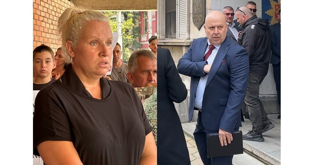 Split image showing mother of victim Mitko and police chief Vasil Kostadinov - visually represents the core conflict of the story. Фото: 24 Часа