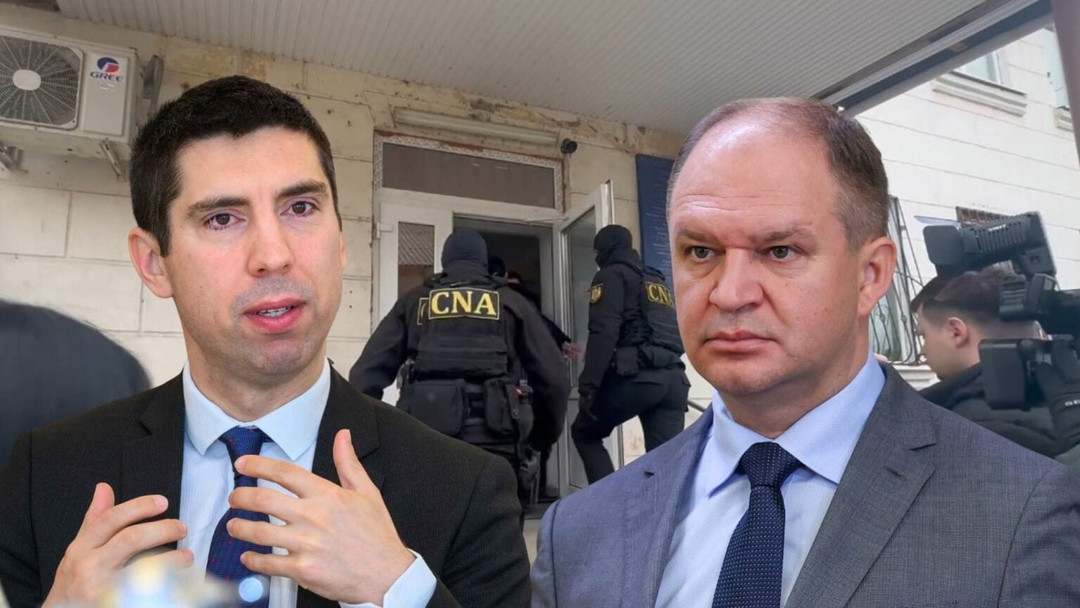 Михаил Попшой и Ион Чебан на фоне операции CNA в примэрии Дурлешт. Чебан обвиняет власти в политическом давлении и «рейдерской атаке», Попшой отвечает, что мэр защищает нарушителей закона