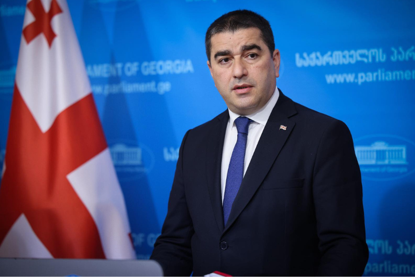Спикер парламента Грузии Шалва Папуашвили на пресс-конференции