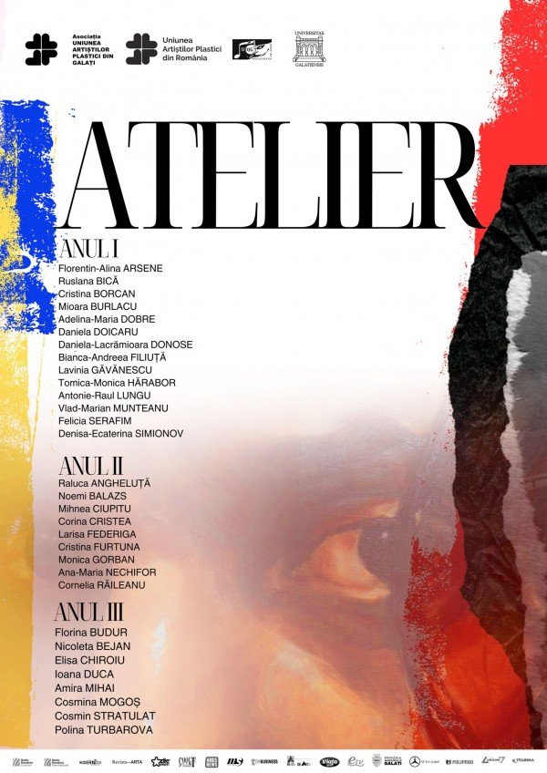 Афиша выставки «Atelier» студентов-художников трёх курсов в Галерее Николае Манту в Галаце