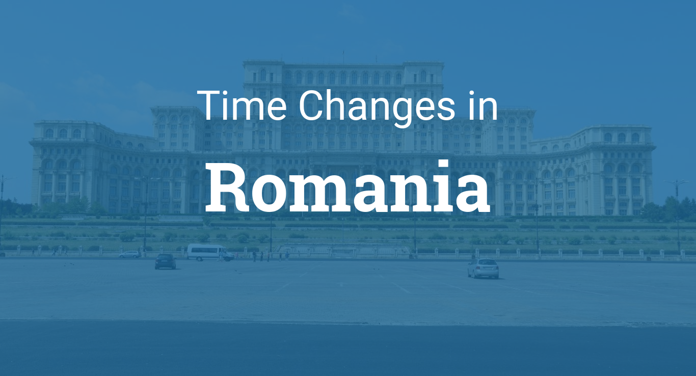 Дворец Парламента в Бухаресте с надписью о переводе часов в Румынии
