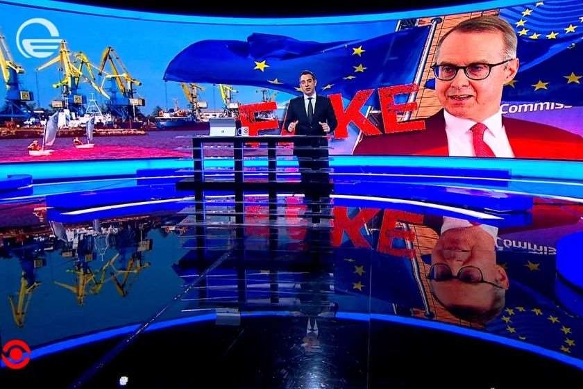 Кадр эфира телеканала «Имеди» со специальным репортажем о «дезинформационной кампании» вокруг порта Кулеви