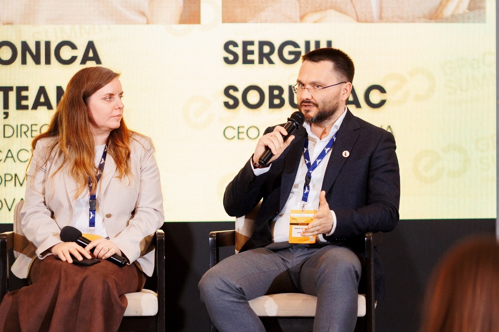 Сергиу Собуляк, CEO Iute Moldova, выступает на панельной дискуссии GPeC Meetup в Кишинёве