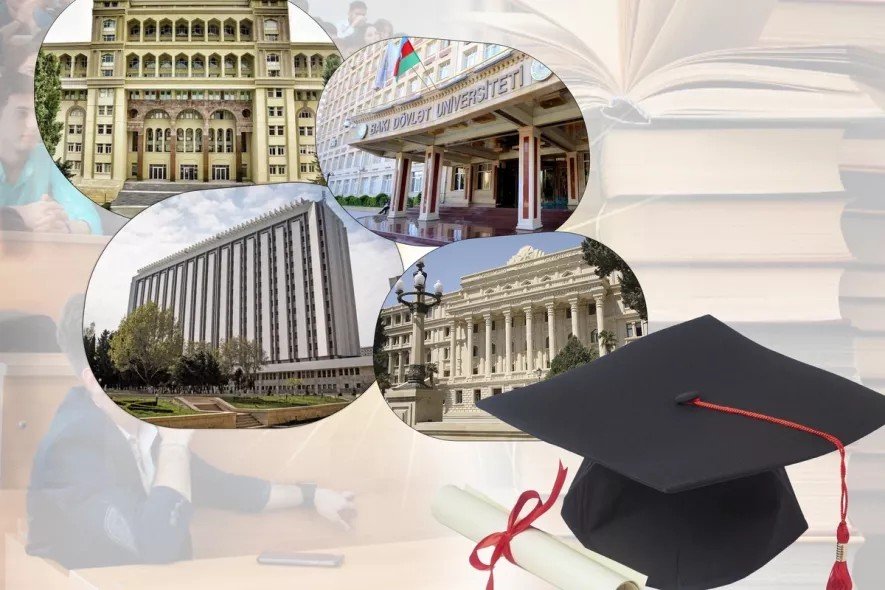 Коллаж с университетами Баку и выпускной шапочкой