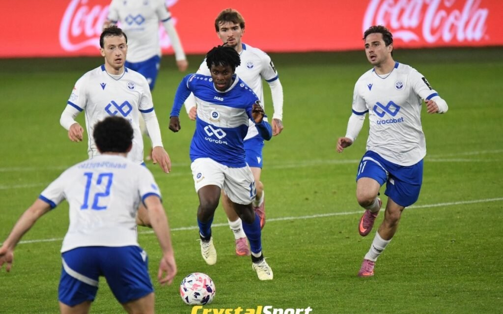 Игровой момент матча Динамо Тбилиси — Динамо Батуми в рамках Эровнули Лиги