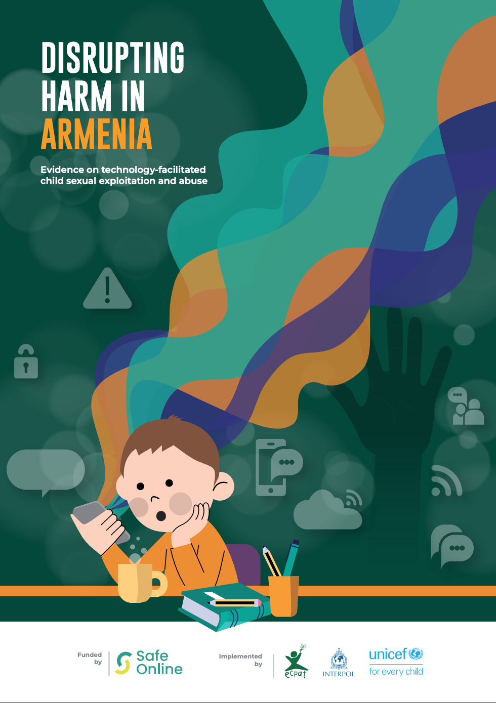 Обложка доклада «Disrupting Harm in Armenia» о технологических угрозах для детей, подготовленного ECPAT, Интерполом и ЮНИСЕФ