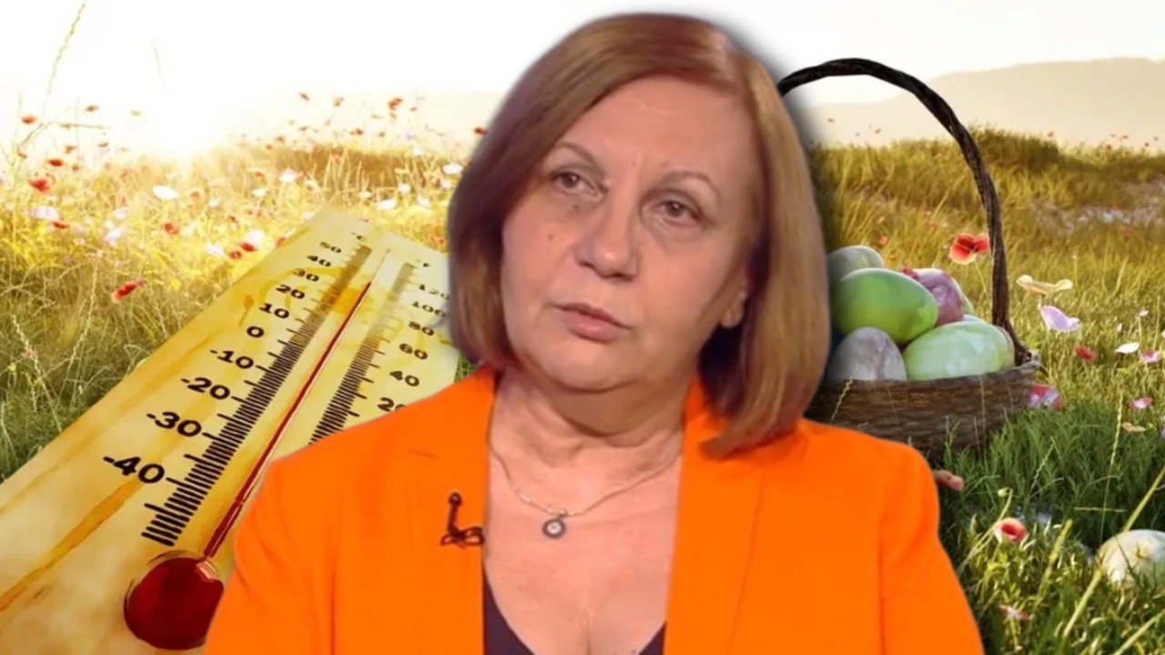 Елена Матееску, директор Национальной администрации метеорологии Румынии (ANM), на фоне весеннего поля с термометром и пасхальной корзиной