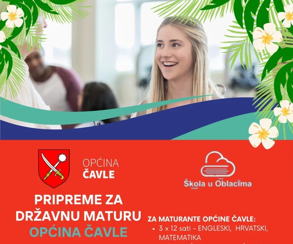 Рекламный баннер программы подготовки к государственной матуре общины Чавле совместно с платформой «Школа в облаках»