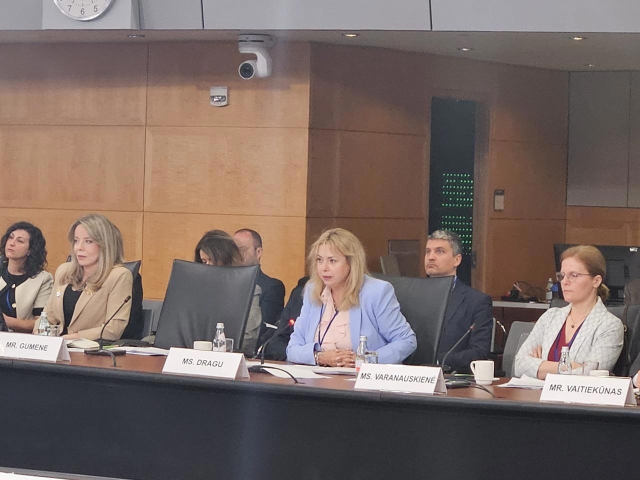 Делегаты за длинным столом с именными табличками на рабочей встрече Молдовы и ЕС