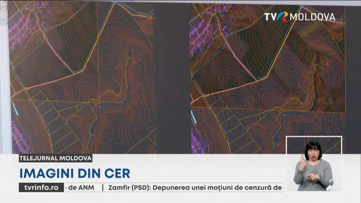 Фрагменты топографической карты Молдовы с изогипсами по данным аэросканирования