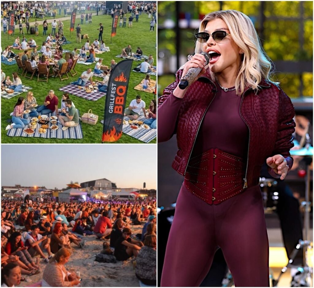 Коллаж к 1 мая в Румынии: фестиваль GrillFest BBQ, концерт на побережье и певица на сцене
