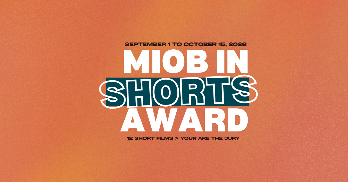 Официальный визуал европейской премии MIOB In Shorts Award с датами народного голосования: 1 сентября — 15 октября 2026 года